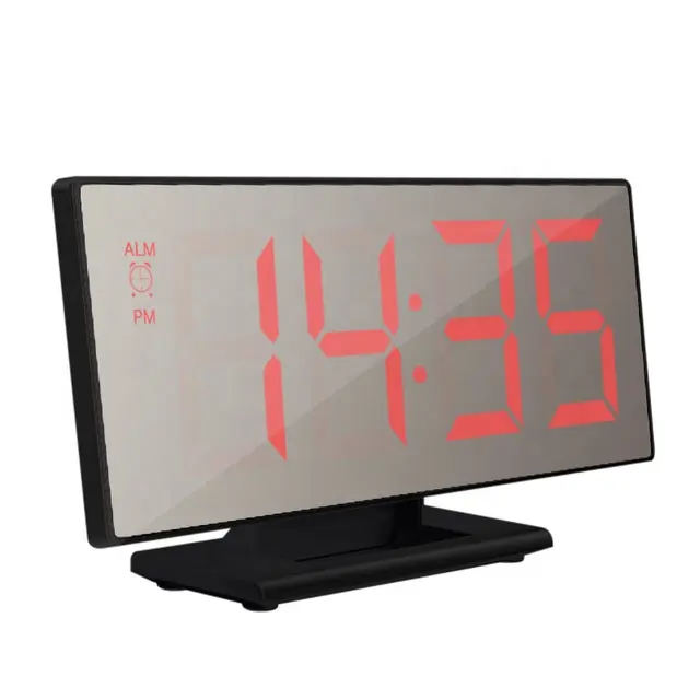 디지털 알람 시계 LED 미러 시계 다기능 스누즈 디스플레이 시간 야간 LCD 조명 테이블 데스크탑 Reloj Despertador USB 케이블