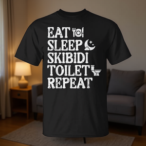 Camiseta Eat Sleep Skibidi Toilet Repeat para niños, camiseta con memes - Product Image 3