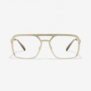 <span class=keywords><strong>Double</strong></span> <span class=keywords><strong>pont</strong></span> femmes unisexe en acier inoxydable surdimensionné métal lunettes de vue chine en gros optique cadre de lunettes - Product Image 5