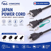 Kabel Daya Jepang C7 2Pin/3 Pin Tipe B JIS 15A 125V 3x1.25mm2 Kabel PVC 1m Disetujui PSE untuk Peralatan Dapur Warna Kustom