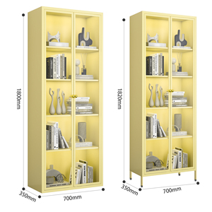 Estantería portátil de Metal de 5 estantes de diseño moderno con puerta de vidrio para el hogar, oficina, dormitorio, sala de estar, taller, escuela - Product Image 4