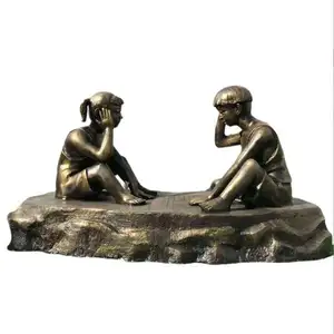 großhandel outdoor kinder ältere menschen outdoor kunst bronze skulptur modern für garten