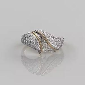 Lab Grown Diamond Statement <b>Ring</b> 14K Solid Gold with Beautiful Pave Diamonds Women's <b>Chunky</b> Cocktail <b>Ring</b> Gift for her - Product Image 1