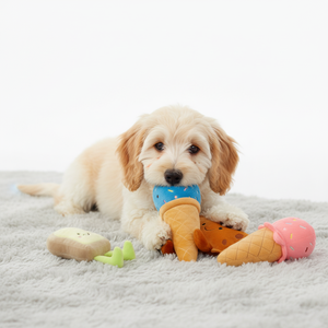 Juego de Juguetes de Peluche para Perros con Forma de Rebanada de Pan, Helado, Chocolate y Galleta - Juguetes Interactivos para Perros Pequeños, Juguetes con Sonido para Mascotas - Product Image 4
