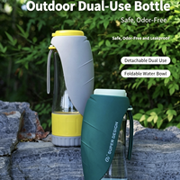 Gourde et gamelle de voyage 2-en-1 portable pour chien – Bouteille d'eau extérieure pour animaux de compagnie