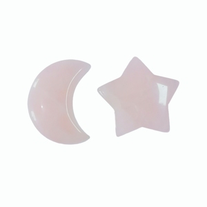 Pink Star moon Shaped Rose Quartz Guasha Board Facial Massage Stone Set Smooth Shape For Face Care - Product Image 3
