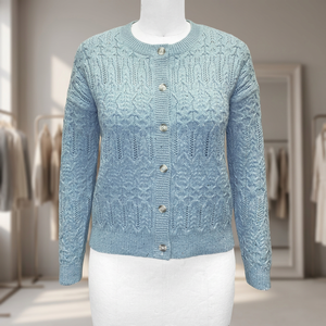 Custom Women's Long-Sleeved Winter Sweater Cotton Acrylic Polyester Knitted Cable Stitches Buttons <b>Cardigan</b> ELEGANT Thick Quick - Product Image 3