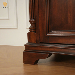 Buffet de présentation antique, meuble de rangement en bois massif foncé fait main avec étagères ouvertes pour cuisine et salon - Product Image 6