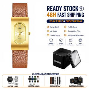 Reloj Gedi Logo personalizado Retro Simple correa de cuero reloj joyería Medieval reloj de cuarzo ovalado para mujer Montre Femme - Product Image 1