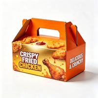 Boîtes d'emballage en carton ondulé en forme de maison, de qualité alimentaire, avec poignée, pour poulet frit à emporter, impression personnalisée, taille sur mesure