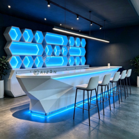 Comptoir de bar de restaurant de luxe en surface solide Corian, blanc, forme diamant, design moderne, personnalisable
