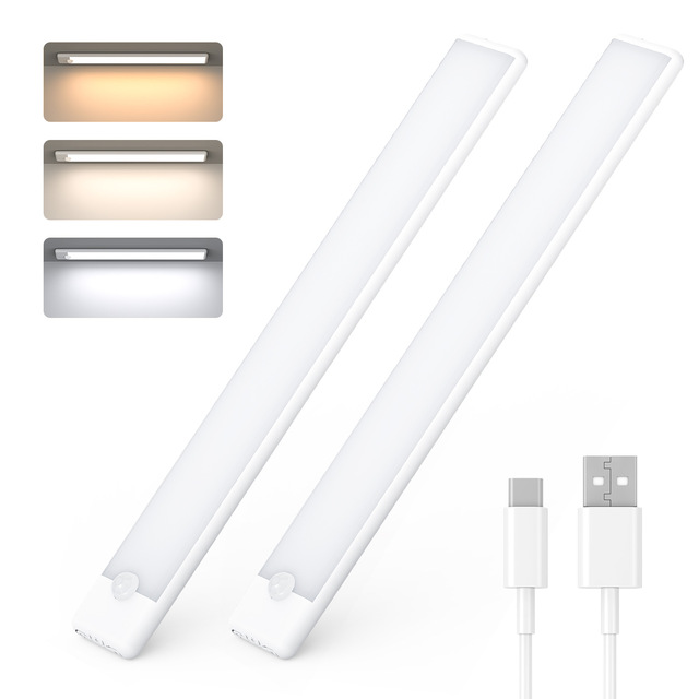USB C Rechargeable LED Kitchen Cabinet Light 3 Light Modes Wireless Lamp Modern 3CCT Sensor Light Surface Mounted Plastic Shade