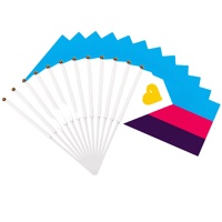 Drapeau miniature Polyamory 14x21cm avec bâton en plastique de 30cm, décoration de bureau pour la marche du Orgueil LGBTQ+, les festivals et les défilés