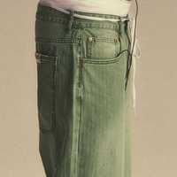 Fabricant de vêtements sur mesure : Pantalons amples décontractés vintage, délavés par le soleil, en sergé chevrons léger, vente en gros