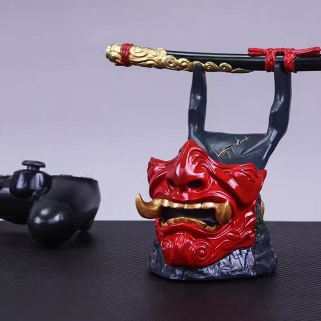 Cross-border Ghost Face Samurai Japanese Style PS5 Game Console Controller Stand Resin Craft Desktop Decorative Ornament