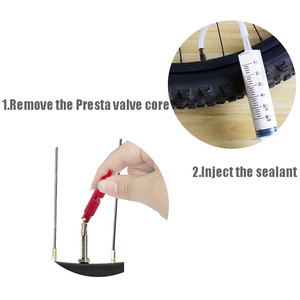 Inyector de Sellador <span class=keywords><strong>para</strong></span> Neumáticos de <span class=keywords><strong>Bicicleta</strong></span> sin Cámara, Apto <span class=keywords><strong>para</strong></span> Válvulas Francesas/Estadounidenses Desmontables - Product Image 6