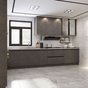 Tavolo da Pranzo con Cassetti per Stoviglie e Dispensa, Mobili Lucidi Grigio Antracite, Arredamento per Sala da Pranzo in Pakistan, <span class=keywords><strong>Cucina</strong></span> di Pechino - Product Image 2