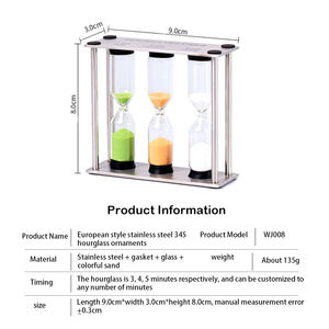 3min 4min 5min Temporizador de té de metal Reloj de arena perfecto para cocinar de regreso a la escuela y otros momentos Minutos Temporizador de arena - Product Image 3
