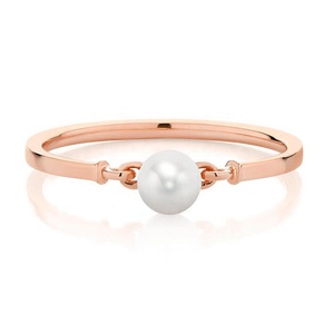 젬넬 미니멀리스트 주얼리 18k 골드 패션 담수 진주 반지 황동과 진주 반지 - Product Image 5