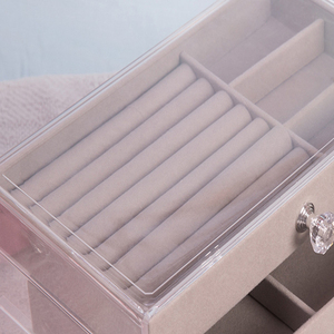 Kotak Penyimpanan Perhiasan 3 Laci 3 Tingkat yang Dapat Disesuaikan, Laci untuk Penyimpanan Anting dan Cincin - Product Image 4