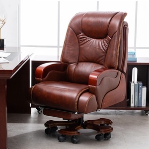 Sedia Direzionale Girevole in Pelle Stile Moderno, Regolabile in Altezza, in Legno Massello, Ideale per Uffici - Offerta Speciale - Product Image 1