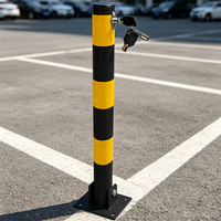 Barrière de stationnement manuelle et abri de voiture YS en acier haute résistance, revêtement poudré gris+rouge, réutilisable et durable