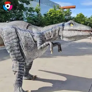 Costume de dinosaure réaliste de jeu de calmar personnalisé velociraptor adulte marchant costume de mascotte de dinosaure de vélociraptor