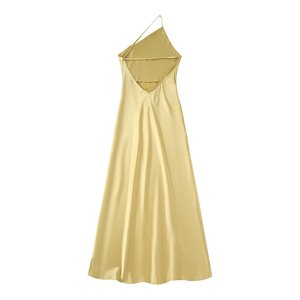 TAOP&ZA 2026 Nuovo Arrivo Estivo - Elegante Abito <span class=keywords><strong>Midi</strong></span> con Spacco, Sexy Schiena Scoperta Asimmetrico in Seta Satinata (8342214) - Product Image 2