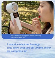 Ventilador de mano plegable y portátil con compresor de hielo y pantalla digital con efecto espejo infinito 3D, motor sin escobillas de la marca Factory Anfuyou.