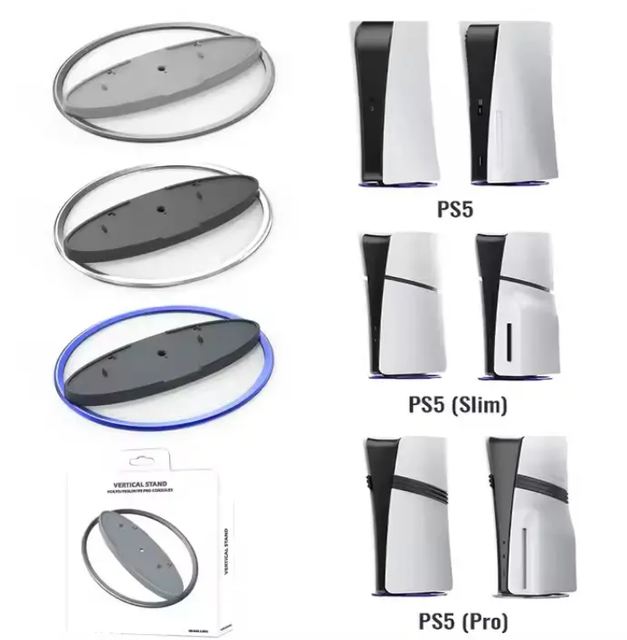 Portable Metal Vertical Stand for PS5 Pro & PS5 Slim Digital Disk Version Anti-Slip Base Holder for PS5 Game Console