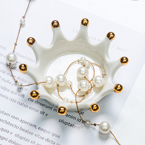 Ins <strong>Ceramic</strong> Crown <strong>Jewelry</strong> <strong>Box</strong> Earrings Necklace Ring Plate Storage Desktop Ashtray Candle Holder Creative Ornaments - Product Image 2