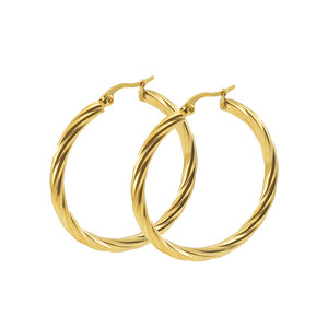 Vente en gros <span class=keywords><strong>de</strong></span> boucles d'oreilles rondes en acier inoxydable avec mini-<span class=keywords><strong>feuille</strong></span> d'herbe - Product Image 5