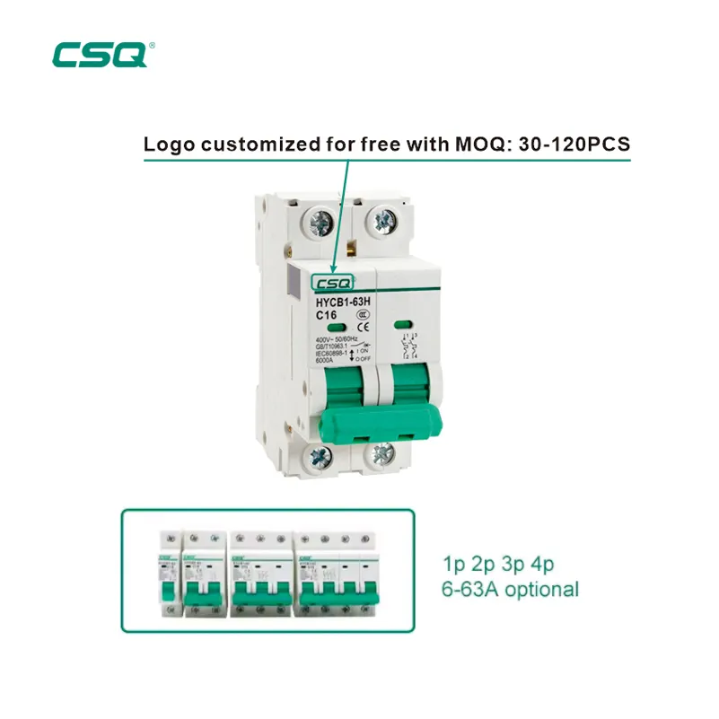 CSQ OEM ODM 1A 2A 3A 4A 6A 10A 16A 20A 25A 32A 40A 50A 63A AC Disyuntores miniatura 6KA Interruptor eléctrico MCB Precio