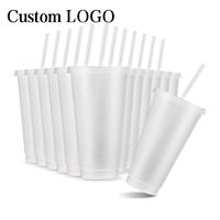 Gobelets en plastique de 710 ml avec couvercle et paille, écologiques, anti-fuite, sans BPA, réutilisables pour boissons froides, café glacé, vente en gros, fête, anniversaire