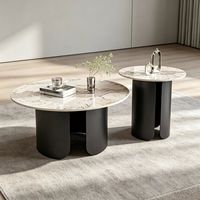 Table basse en dalle de roche ronde avec structure en acier inoxydable, mobilier moderne et minimaliste pour salon
