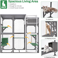 Enclos extérieur moderne en bois de sapin pour chat, éco-responsable, de taille moyenne, avec plusieurs plateformes, toit imperméable, pour jardin et patio