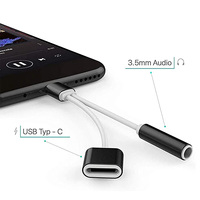 Répartiteur USB-C 1 en 2 sorties Type C à 3.5mm Casque et chargeur y répartiteur Audio Jack Adaptateur connecteur avec charge rapide