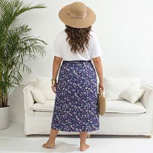 Jupe longue à imprimé floral grande taille pour femme, taille haute, légère, décontractée, pour la plage et l'été, OEM ODM, directement de l'usine, logo personnalisé - Product Image 3