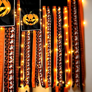 Guirlande lumineuse chaude à piles pour Halloween, en forme de gants doubles, motif flocon de neige, en velours pelucheux, avec <span class=keywords><strong>ruban</strong></span>, pour porche et mur - Product Image 5