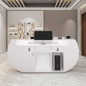 โต๊ะต้อนรับโค้งพร้อมไฟ LED สีขาวสำหรับล็อบบี้คลินิกทันตกรรม - Product Image 4