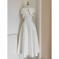 Robe de soirée mi-longue pour femme, col carré, coupe trapèze, avec cape courte, idéale pour l'été, le bureau, les mariages et les fêtes