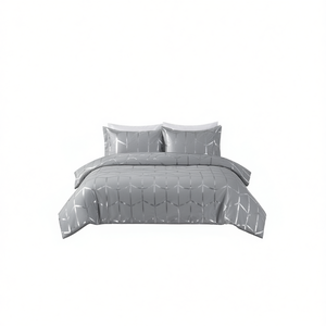 Ensemble de housse de couette moderne à imprimé métallique, 4 pièces, jacquard, literie pour la maison - Product Image 1