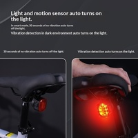 Lampu Belakang Sepeda ABS Cerdas dengan Sensor Getaran, Basis Ganda, 6 Mode Pencahayaan, Bertenaga Baterai untuk Sepeda Jalan Raya - Berkendara Malam Hari