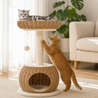 Arbre à chat d'intérieur, tour pour chat, lit champignon en peluche, griffoir, maisonnette pour chat, jouet, matériau sisal, 2+ niveaux, design mignon, luxueux et moderne, en carton