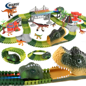 Set de Vías de <span class=keywords><strong>Tren</strong></span> Flexibles con Luz LED, Coche de Dinosaurio, Juguetes de Aventura en <span class=keywords><strong>el</strong></span> Mundo de los Dinosaurios, Regalos STEM para Niños, Pista de Carreras de Dinosaurios - Product Image 1