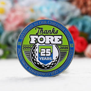 Moeda Comemorativa Personalizada de <span class=keywords><strong>Metal</strong></span> em Liga de Zinco com Esmalte Multicolorido e Logotipo em Relevo – Edição Especial de Golfe para o 25º Aniversário - Product Image 1