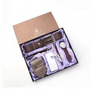 Coffret Cadeau Montre Homme Quartz Style Dessin Animé Tendance 2025 avec Ceinture en Cuir, Cravate et Stylo – Impression UV, Logo Personnalisé, Promotionnel pour Entreprises - Product Image 1