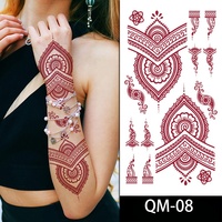 Autocollants de tatouage pour les mains Tatouage temporaire pour le corps Imperméable Marron Rouge Marron foncé Sexy Autocollants de tatouage pour les doigts et les mains pour femmes et filles