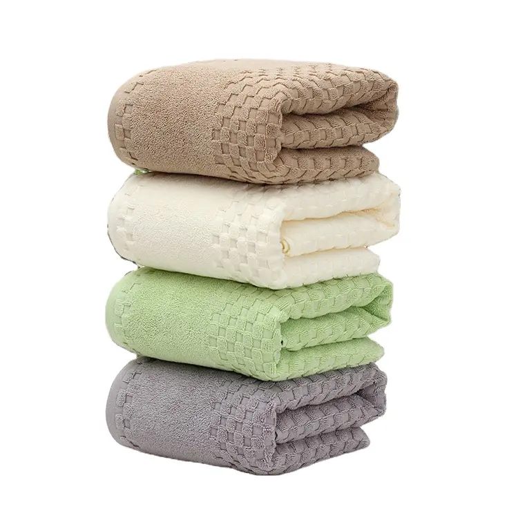 Ensemble de serviettes de bain éponge 100% coton personnalisé Dobby, usine chinoise pour la salle de bain de la maison et de l'hôtel