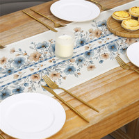 Chemin de table personnalisable en polyester et coton à motifs floraux printemps-été, 13x72 pouces, vente en gros